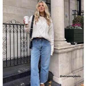 NWOT Aelfric Eden Retro 90s Cream Cable Knit Sweater Size M – Cozy Chunky Knit